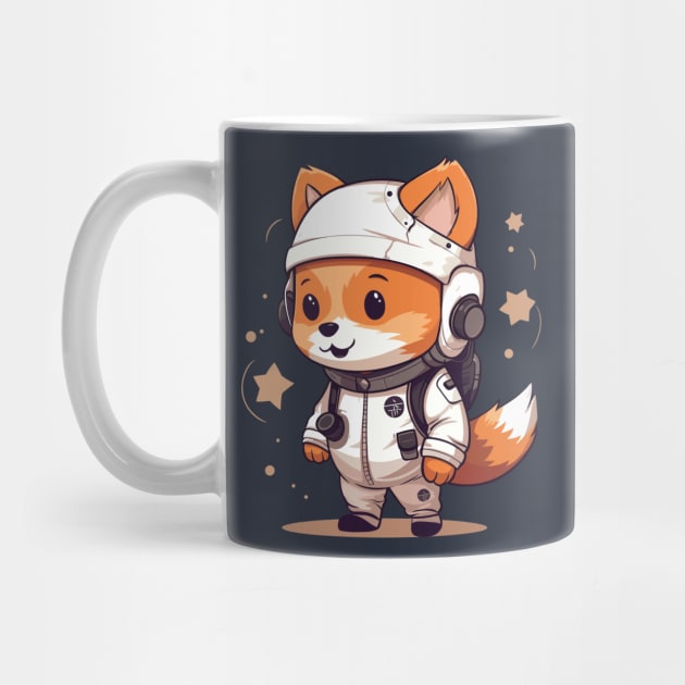 Cute Fox Astronaut Cartoon by origato